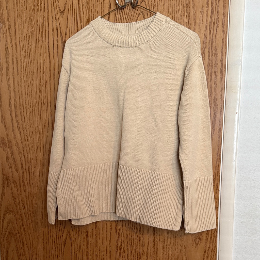 Vintage Y2k Gap Crew Round Neck Sweater Beige Tan Size S Oversized